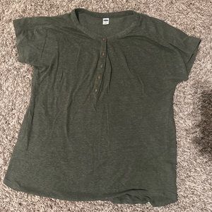 old navy green-half button shirt
